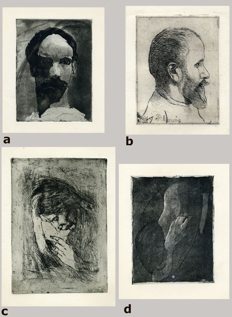 Piero Marussig, four etchings